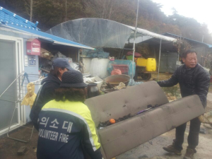 비봉면 의용소방대, 화재발생 어려운 농가에 화재복구 도움