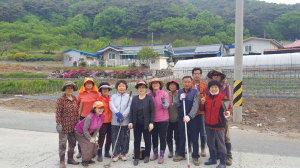 이화리 주민들 꽃길 가꾸기 구슬땀　