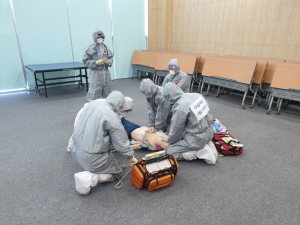 청양소방서, 감염병 위기대응 구급 팀 전술훈련